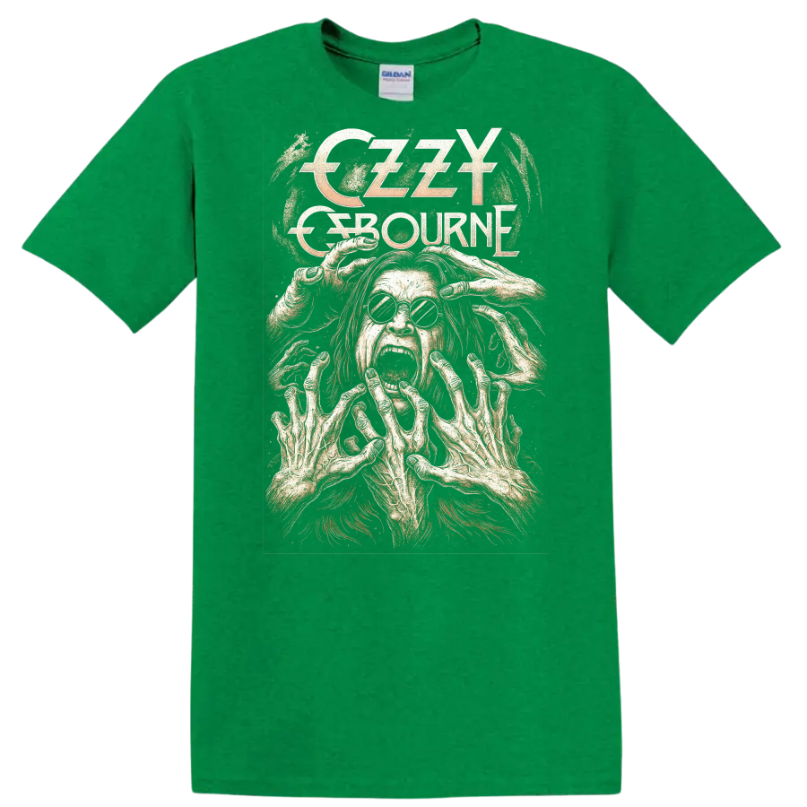 Creepy Retro Rock Legend Horror Face Album Cover Style T Shirt - Antic Irish Green