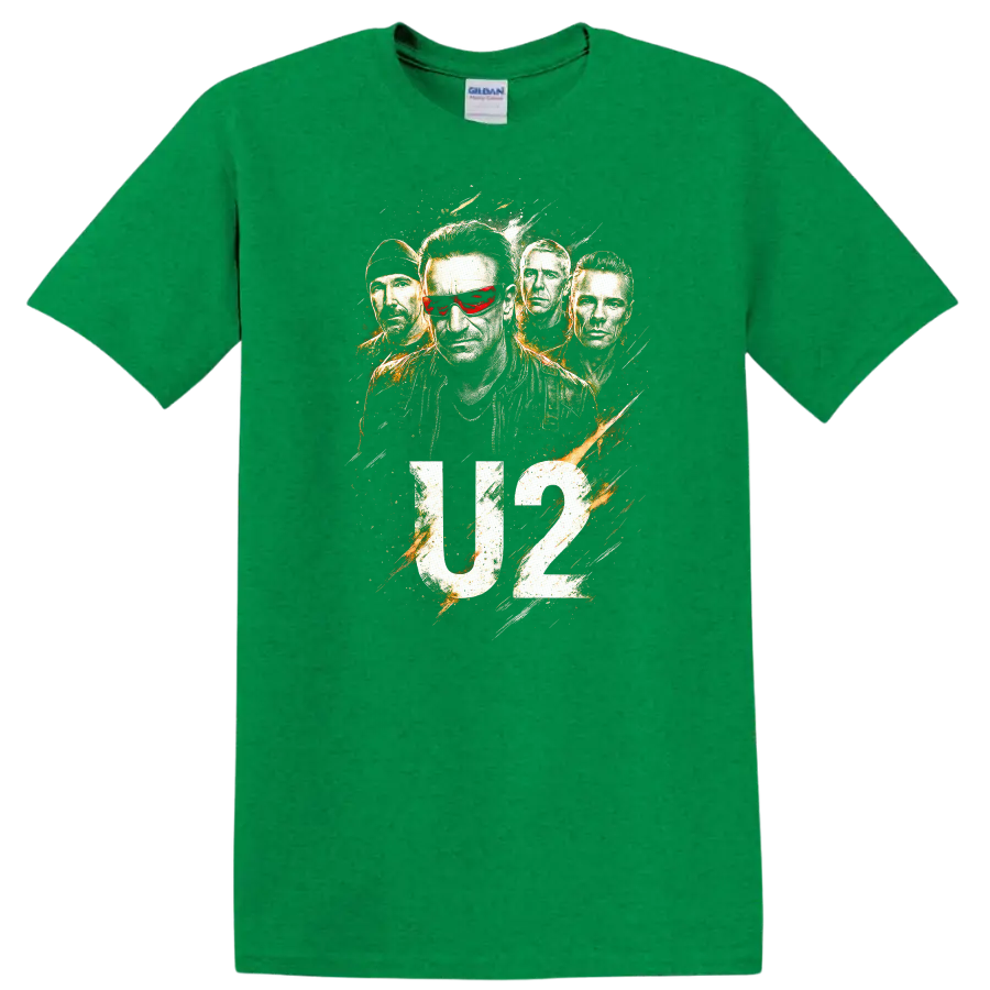 U2 Retro Rock Heavy Metal Album Cover Legend Style T Shirt - Antic Irish Green