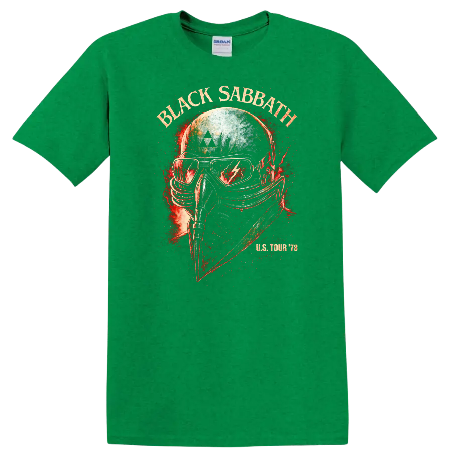 Black Sabbath Retro Heavy Metal Album Style T Shirt for Rock Fans - Antic Irish Green