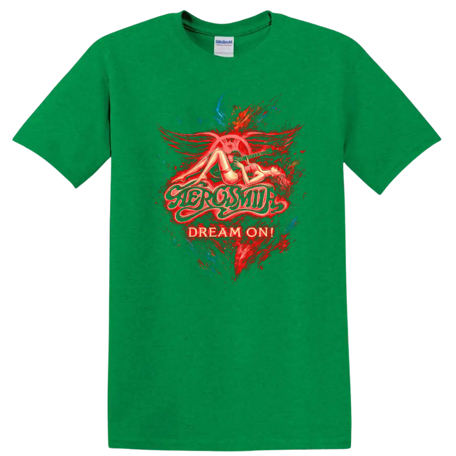 Retro Rock Dream On Heavy Metal Legend Style T Shirt - Antic Irish Green
