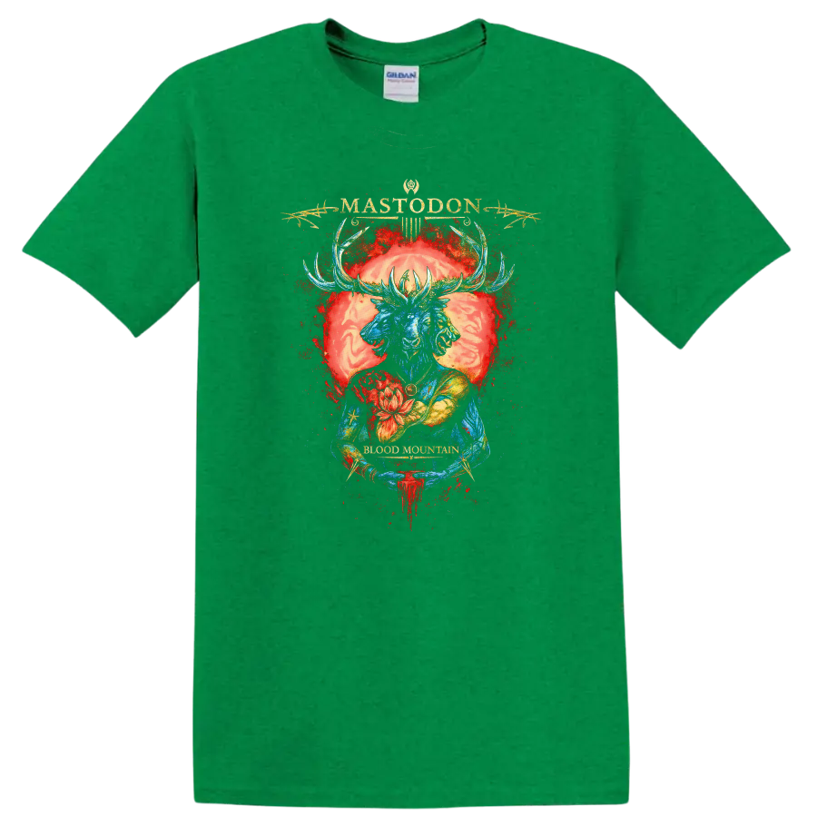 Mastodon Retro Heavy Metal Album Cover Style T Shirt - Antic Irish Green