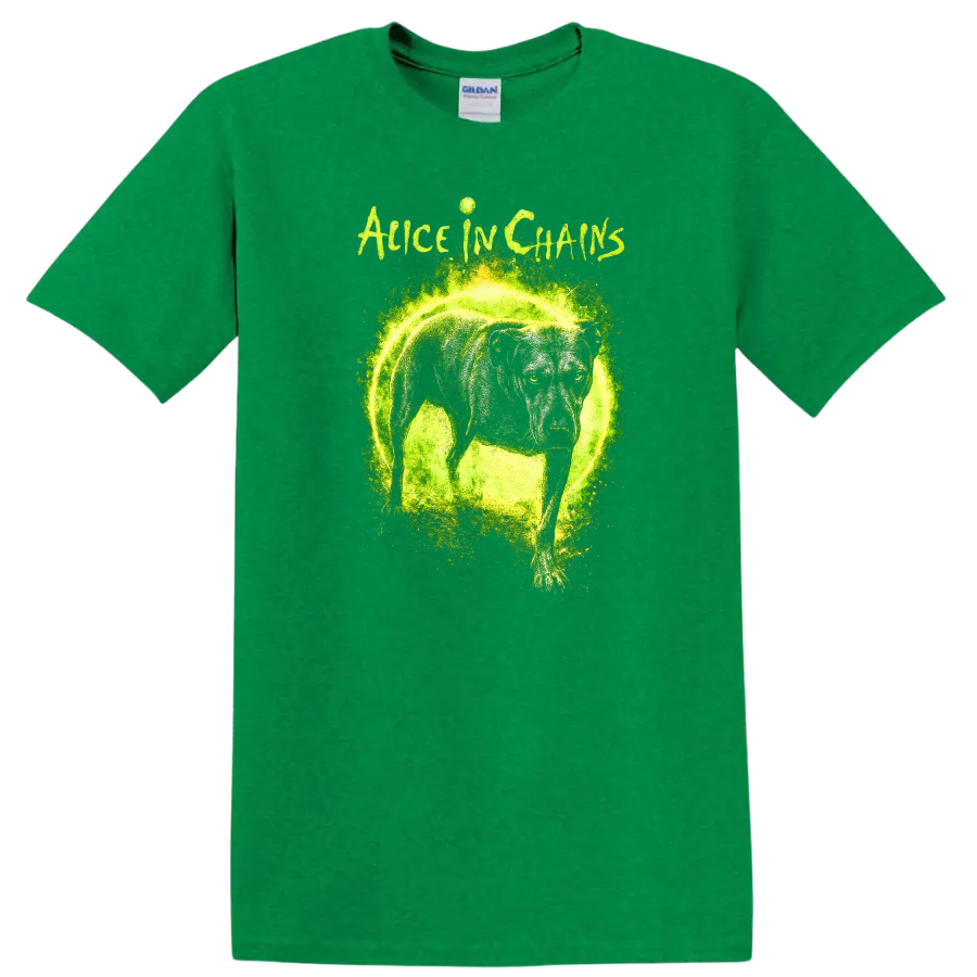 Alice in Chains Retro Heavy Metal Album Art T Shirt - Antic Irish Green