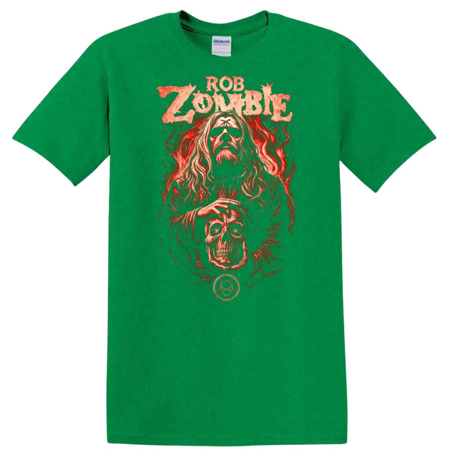 Rob Zombie Heavy Metal Album Art Style Red Graphic T Shirt - Antic Irish Green