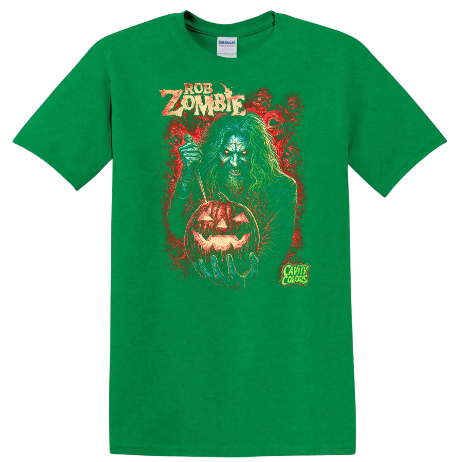 Retro Zombie Rock Legend Album Cover T Shirt Heavy Metal Horror Graphic - Antic Irish Green