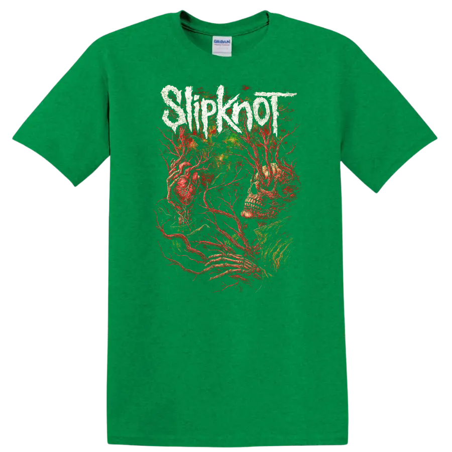 Slipknot Heavy Metal Band Logo Style T Shirt Retro Rock Graphic - Antic Irish Green