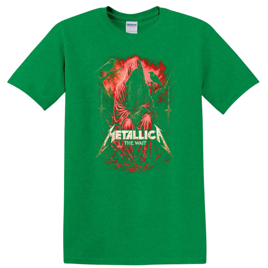Metallica The Wait Retro Heavy Metal Album Art T Shirt - Antic Irish Green