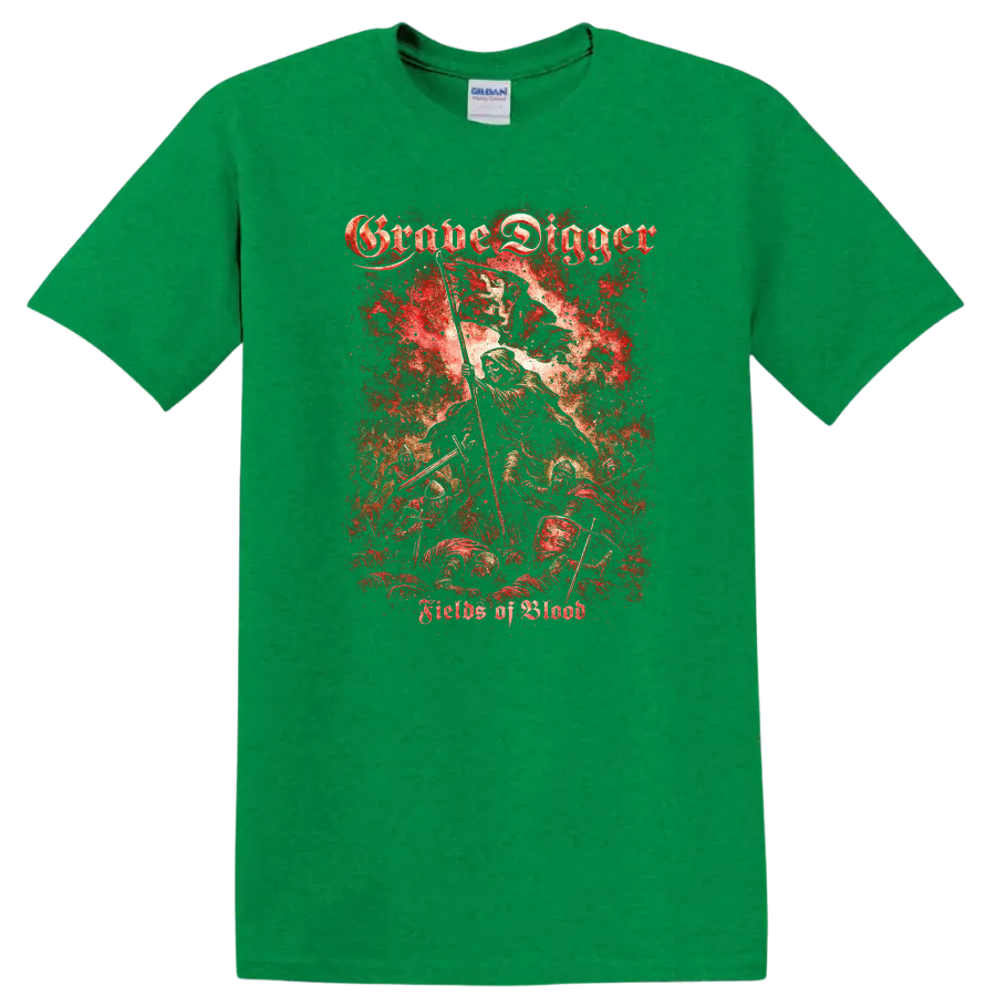 Grim Reaper Retro Heavy Metal Album Cover Legend Style T Shirt - Antic Irish Green