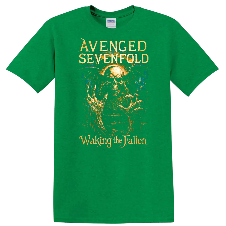Avenged Sevenfold Waking the Fallen Retro Metal Album Art T Shirt - Antic Irish Green