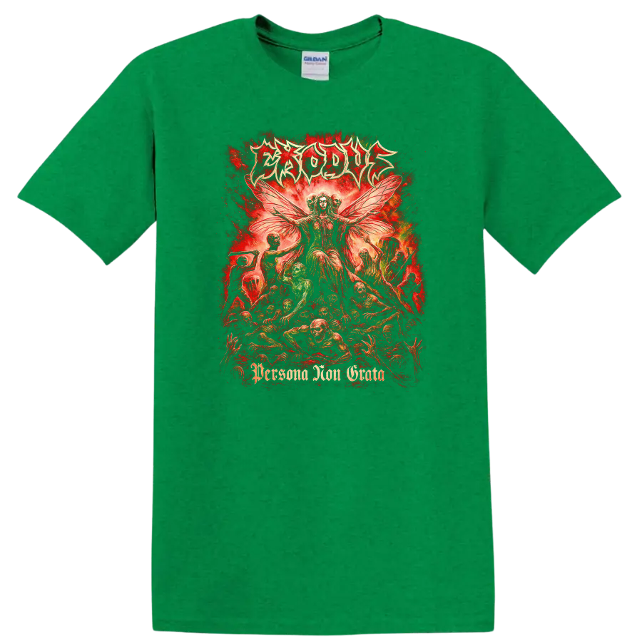 Erosus Retro Heavy Metal Album Cover Style T Shirt Red Gothic Art - Antic Irish Green