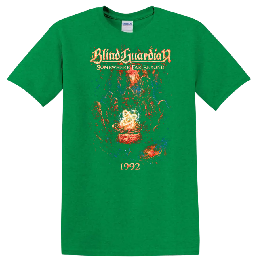Blind Guardian Somewhere Far Beyond Retro Heavy Metal T Shirt 1992 Album Art - Antic Irish Green