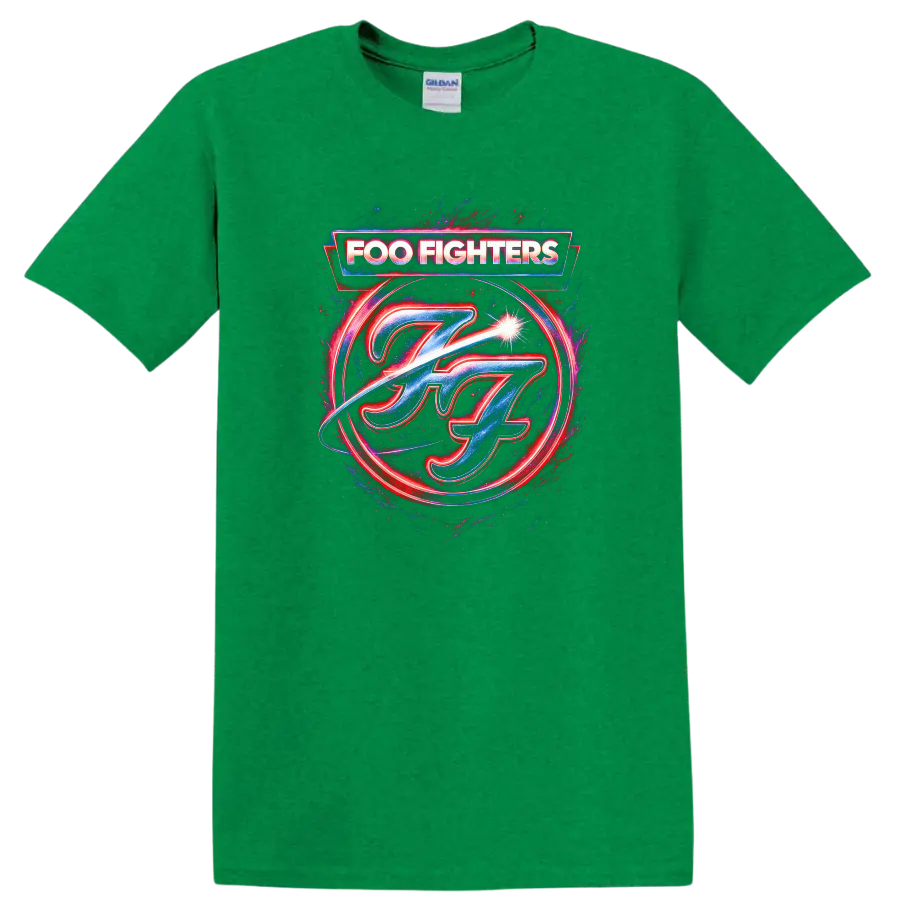 Foo Fighters Retro Heavy Metal Album Cover Style T Shirt - Antic Irish Green