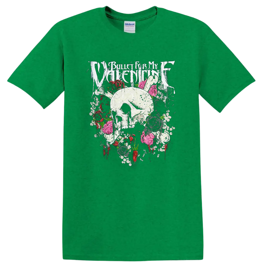 Bullet for My Valentine skull and roses graphic print T - Antic Irish Green