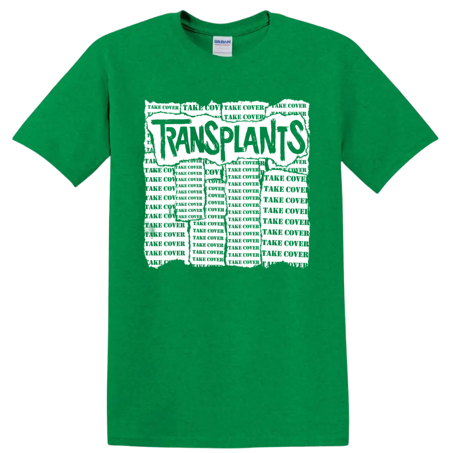 Transplants punk rock band logo graphic on a Antic Irish Green T Shirt