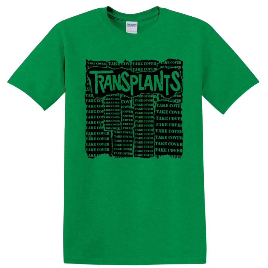 Transplants punk rock band graphic print on a Antic Irish Green T Shirt