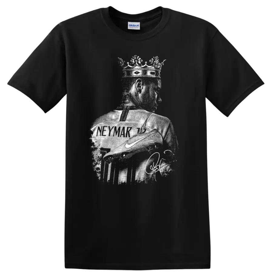 Retro Neymar soccer legend portrait graphic T - Black