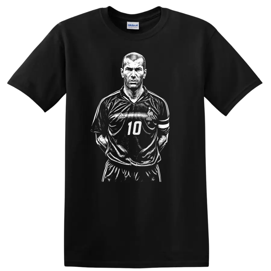 Black and white retro soccer portrait graphic T-shirt inspired by - Black