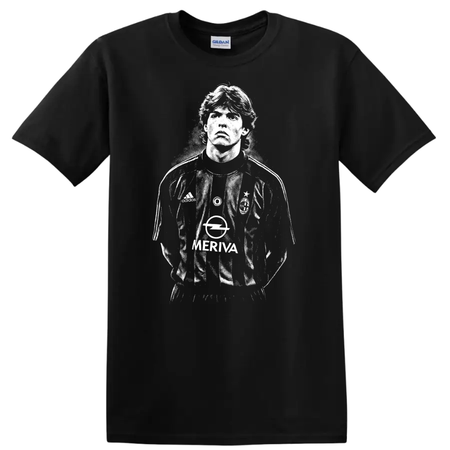 Retro black and white soccer legend portrait style graphic of Ricardo Kaká T - Black