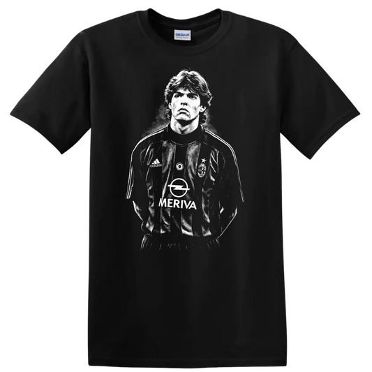 Retro black and white soccer legend portrait style graphic of Ricardo Kaká T - Black