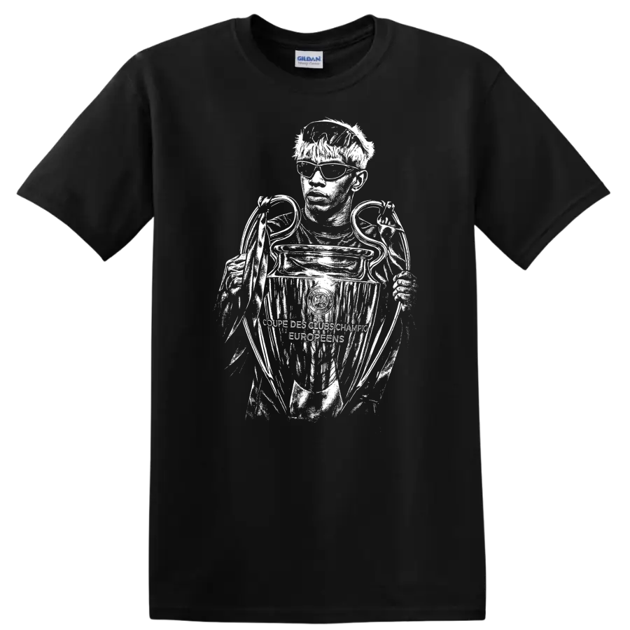 Retro black and white soccer portrait of Lamine Yamal style - Black