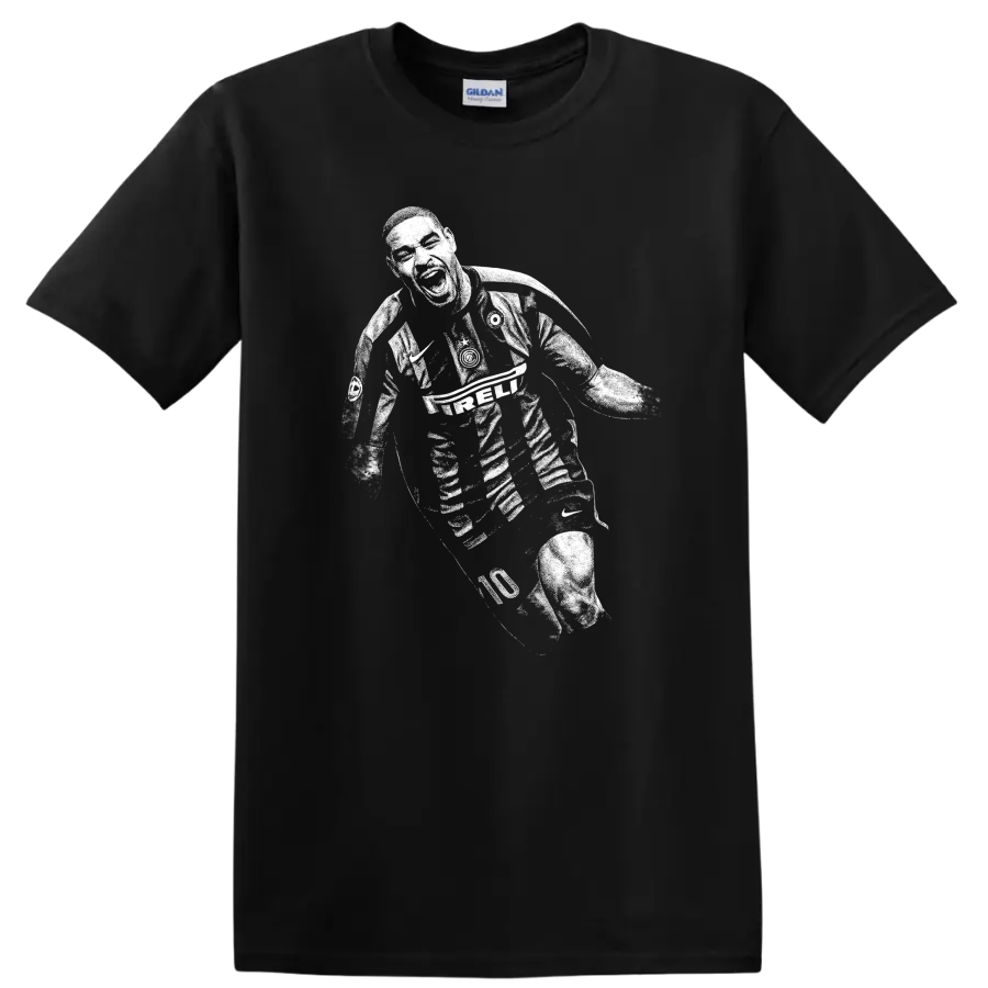 Retro soccer legend portrait of Adriano Leite Ribeiro on a T - Black