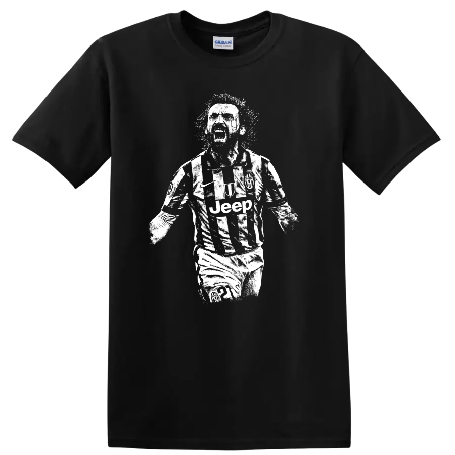 Retro soccer portrait design inspired by Andrea Pirlo on a T - Black