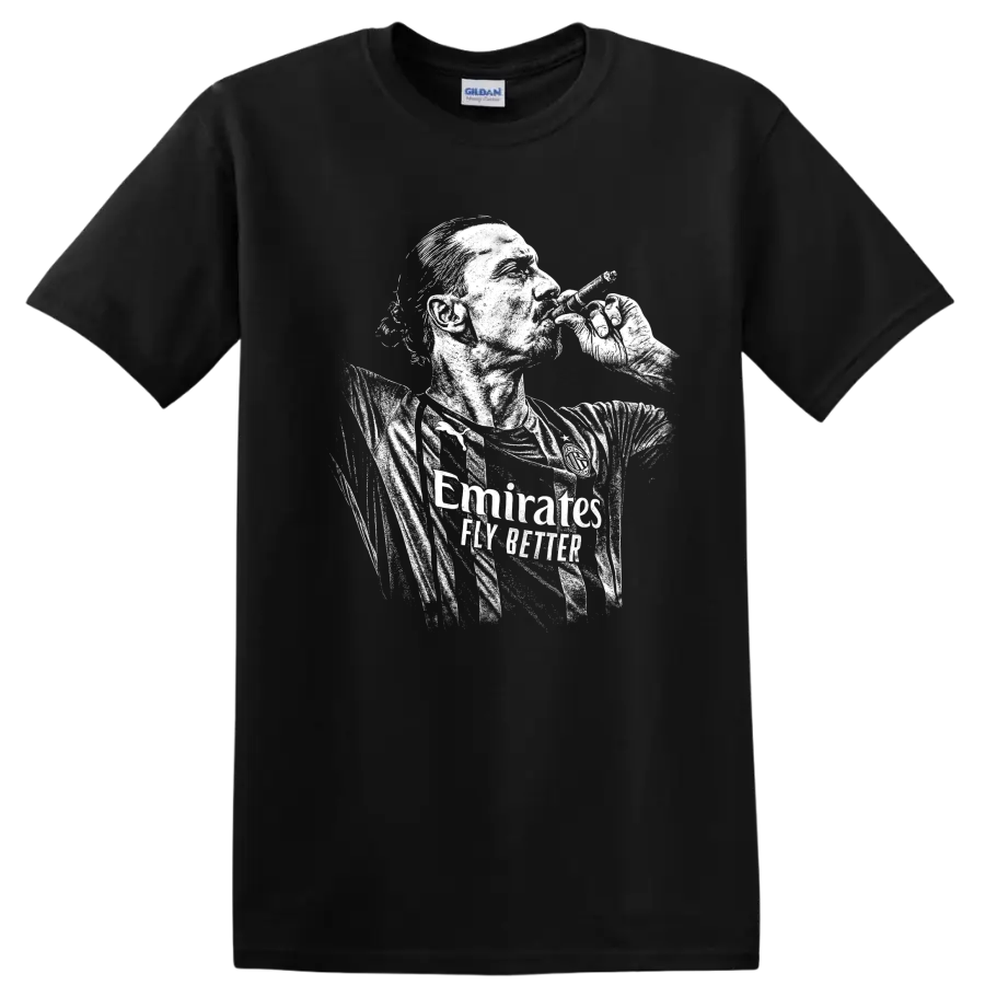 Retro soccer portrait of Zlatan Ibrahimović style graphic T - Black