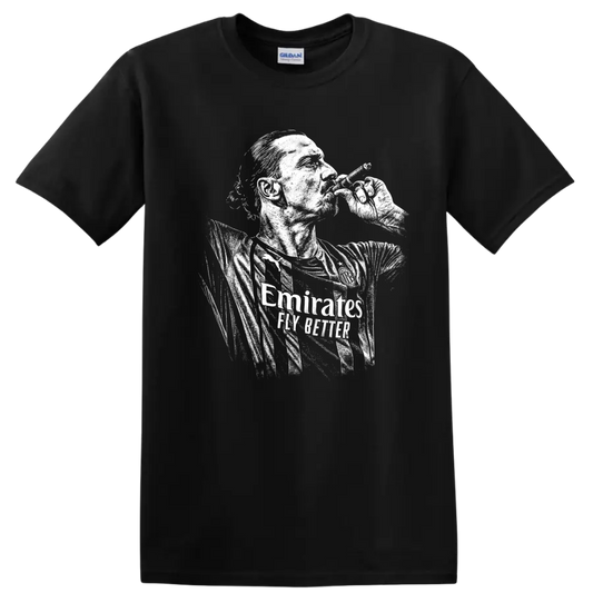 Retro soccer portrait of Zlatan Ibrahimović style graphic T - Black