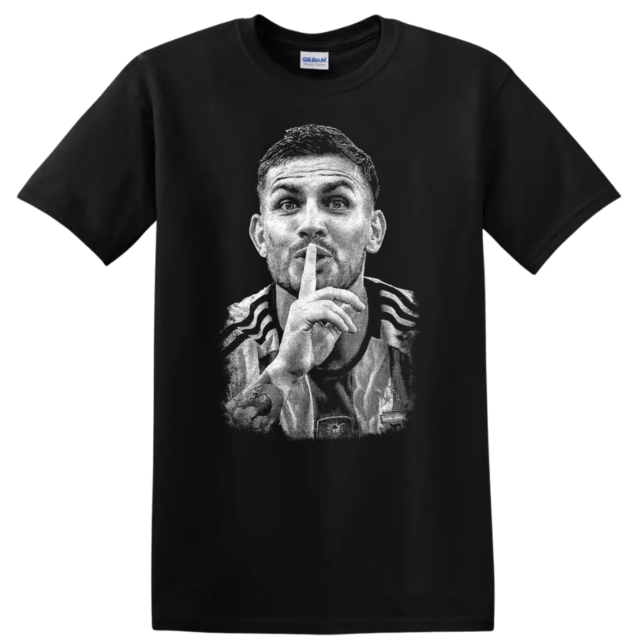 Retro soccer player portrait of Leandro Paredes on T - Black