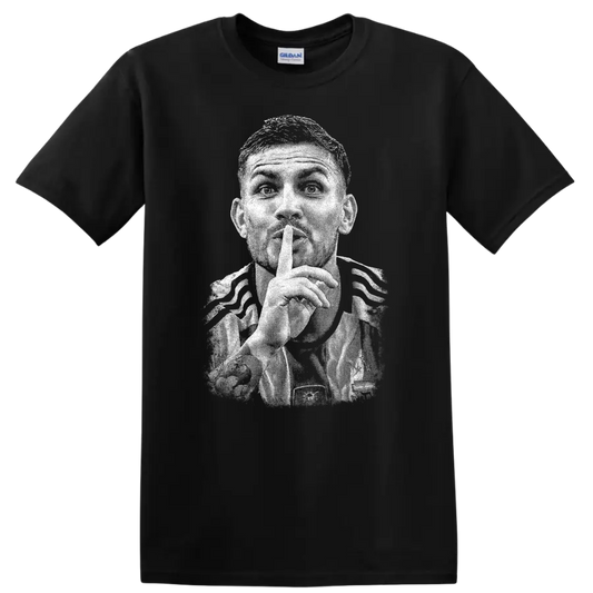 Retro soccer player portrait of Leandro Paredes on T - Black