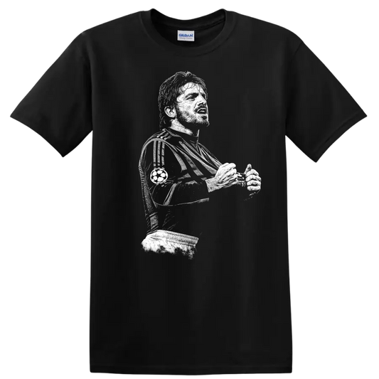 Retro black and white pixel portrait of Gennaro Gattuso soccer legend T - Black