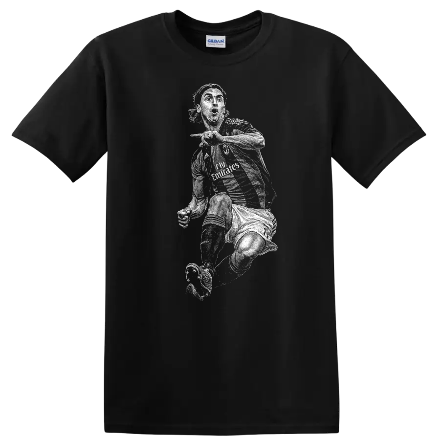 Retro soccer portrait of Zlatan Ibrahimović style graphic T - Black