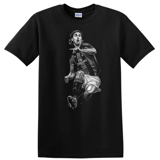 Retro soccer portrait of Zlatan Ibrahimović style graphic T - Black
