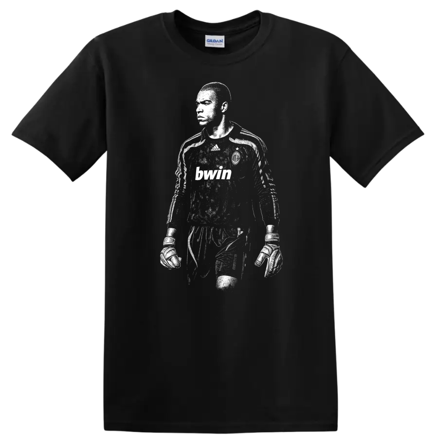 Black and white retro soccer portrait of Nelson de Jesus Silva T - Black