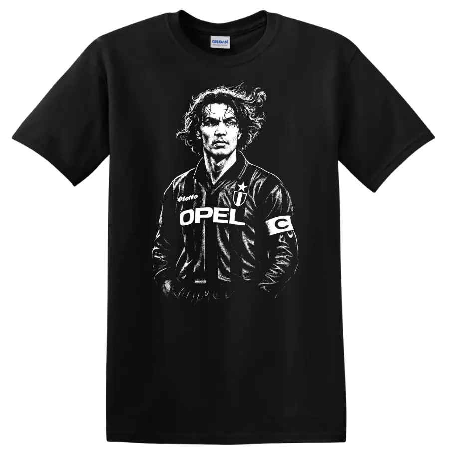 Retro soccer player portrait in vintage legend style T - Black