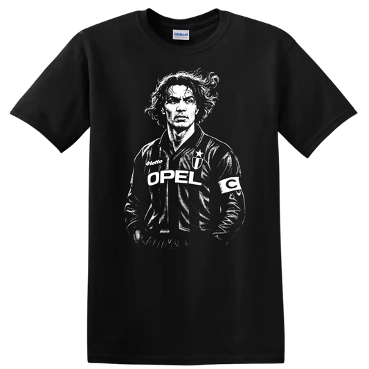 Retro soccer player portrait in vintage legend style T - Black