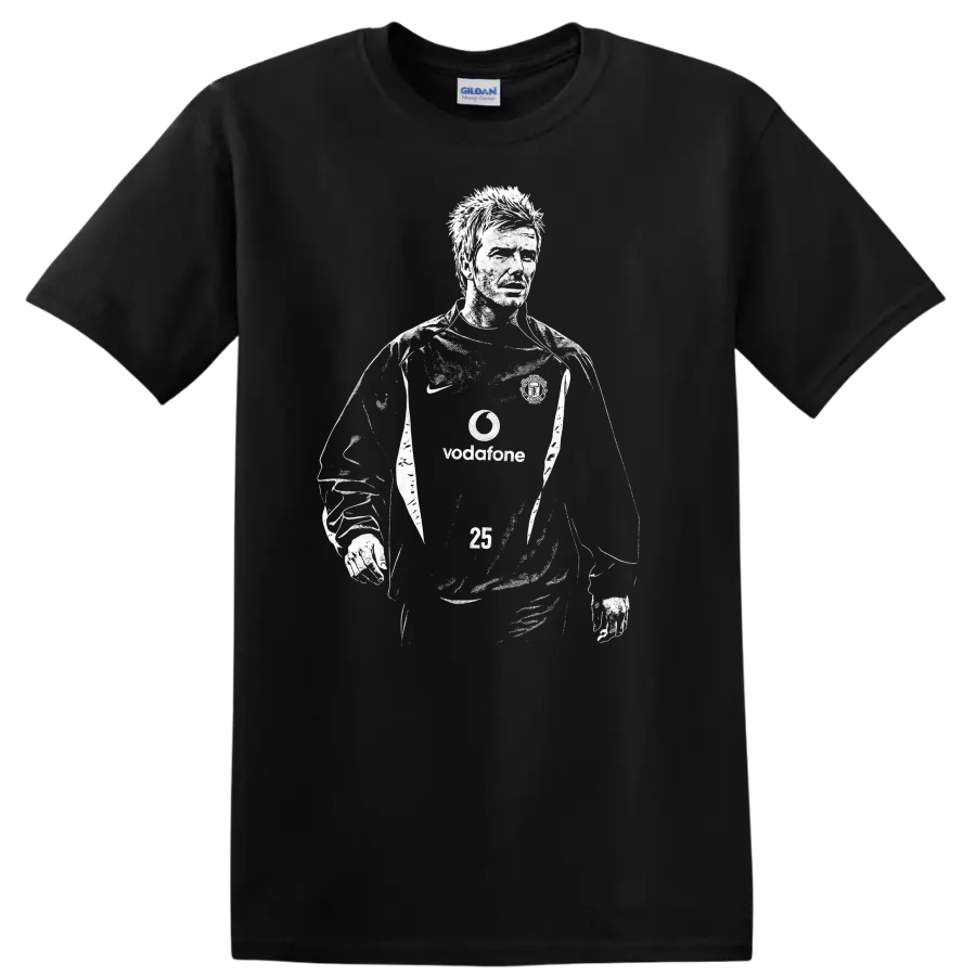 Black and white retro soccer player portrait graphic - Black