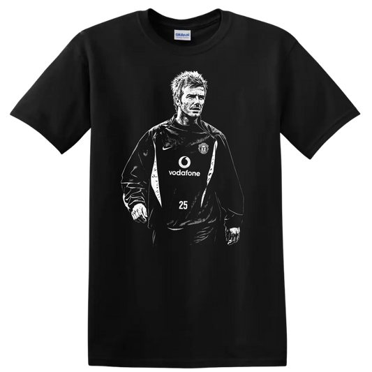 Black and white retro soccer player portrait graphic - Black