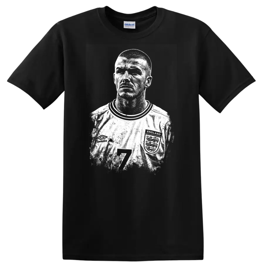 Retro soccer portrait David Beckham legend style T - Black