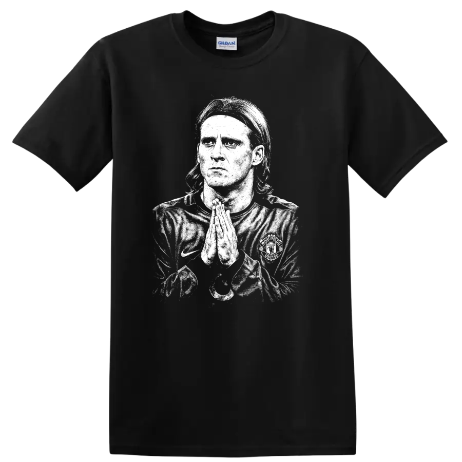 Retro soccer portrait graphic of Diego Forlán legend style on T - Black
