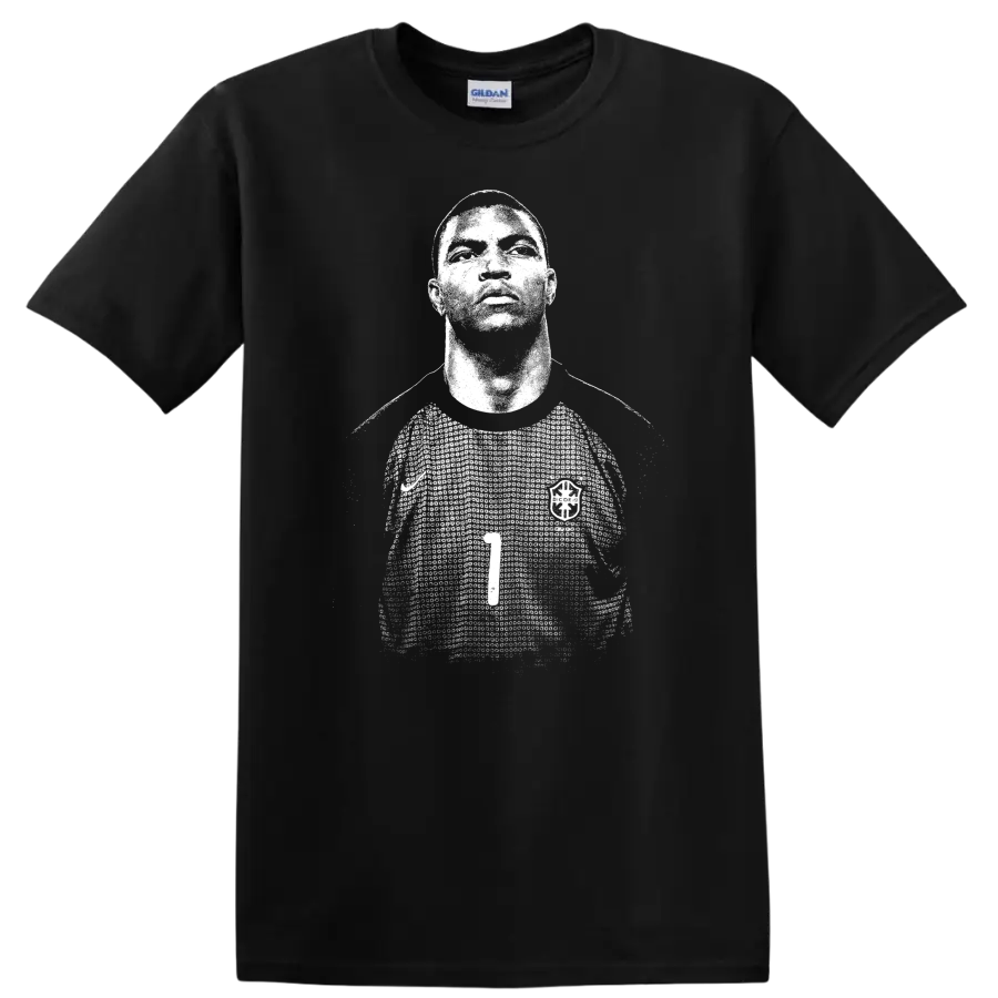 Retro soccer portrait style graphic of Nelson de Jesus Silva - Black