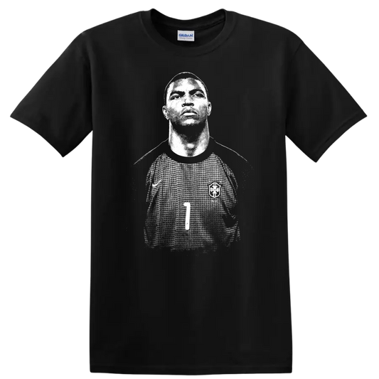 Retro soccer portrait style graphic of Nelson de Jesus Silva - Black