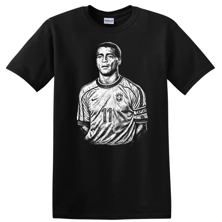 Retro soccer portrait legend style silhouette of Ronaldo Nazário T - Black
