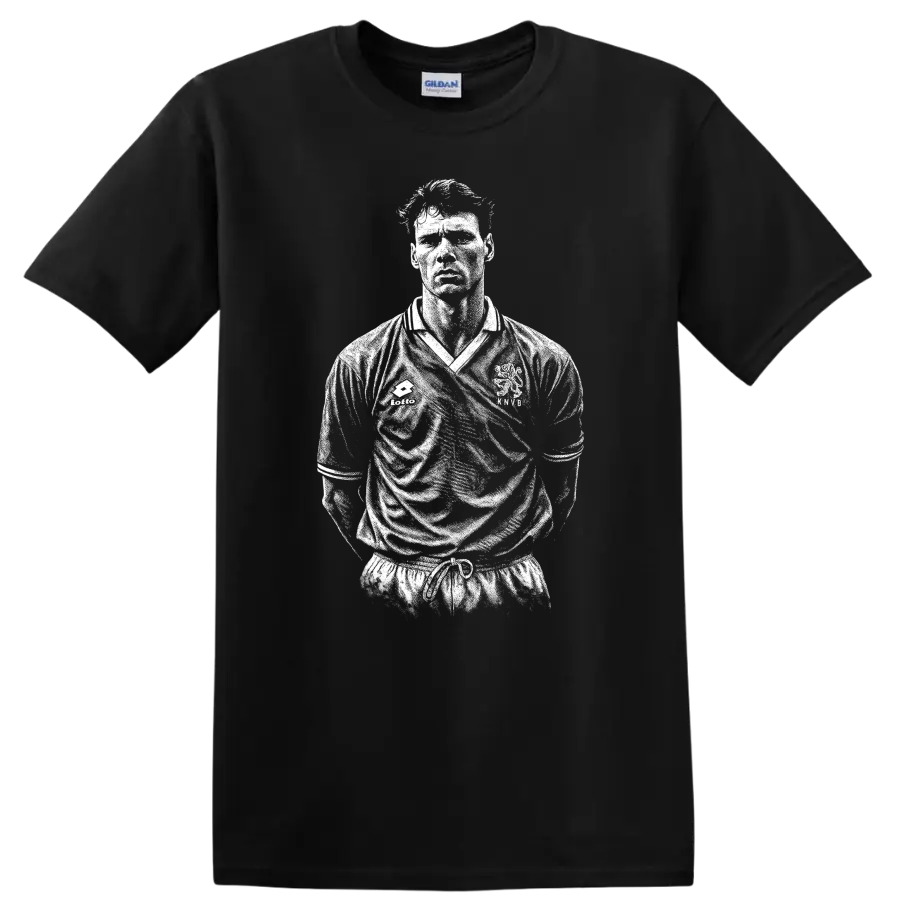 Retro black and white soccer portrait of Marco van Basten T - Black