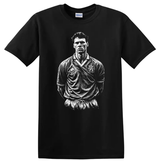 Retro black and white soccer portrait of Marco van Basten T - Black