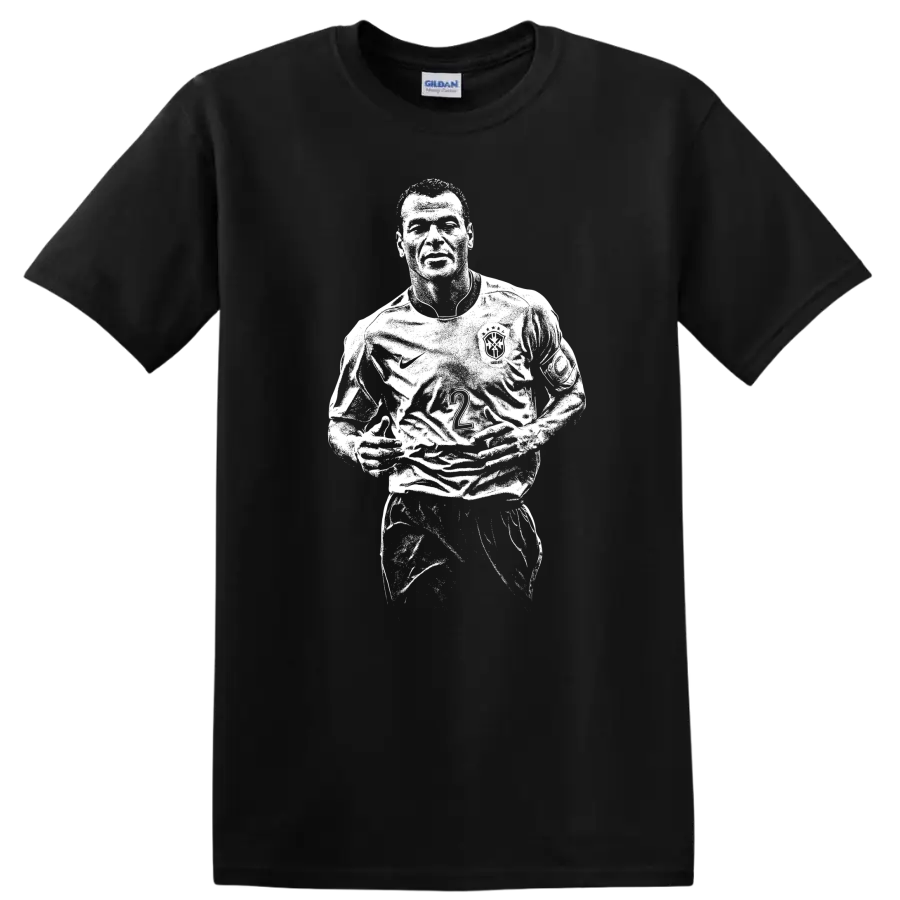Retro soccer legend portrait style design inspired by Marcos Evangelista de Morais on T - Black