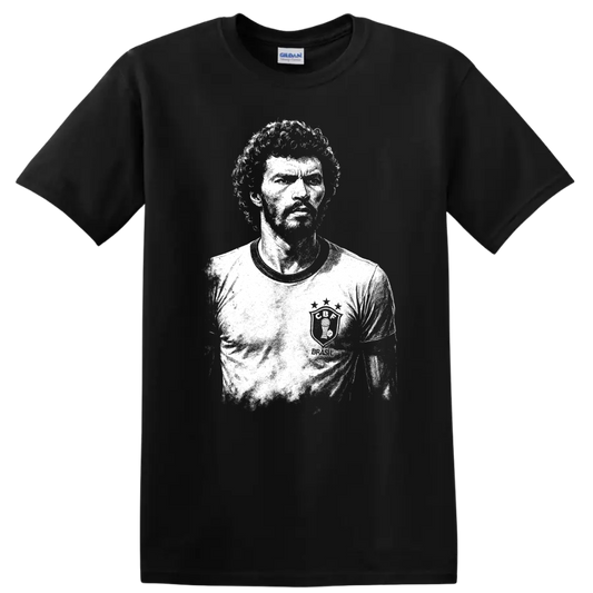 Retro black and white portrait of Sócrates Brasileiro T Shirt - Black