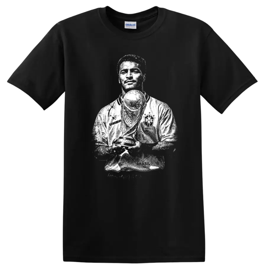 Retro soccer portrait silhouette of Romário de Souza Faria T - Black