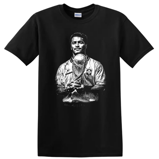 Retro soccer portrait silhouette of Romário de Souza Faria T - Black