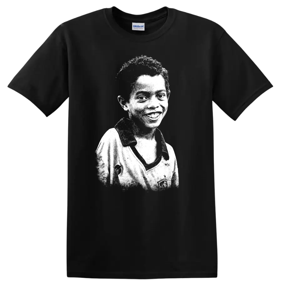 Retro pixel-style soccer legend portrait inspired by Ronaldo de Assis Moreira T - Black