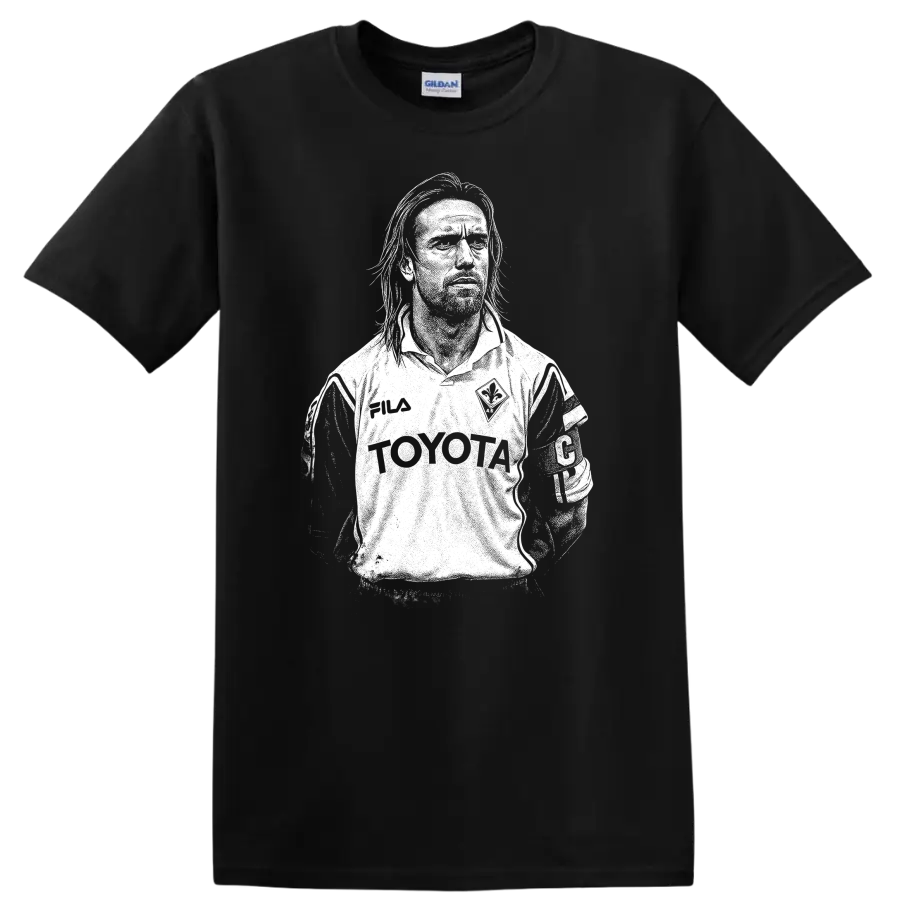 Black and white retro soccer portrait of Gabriel Omar Batistuta T - Black